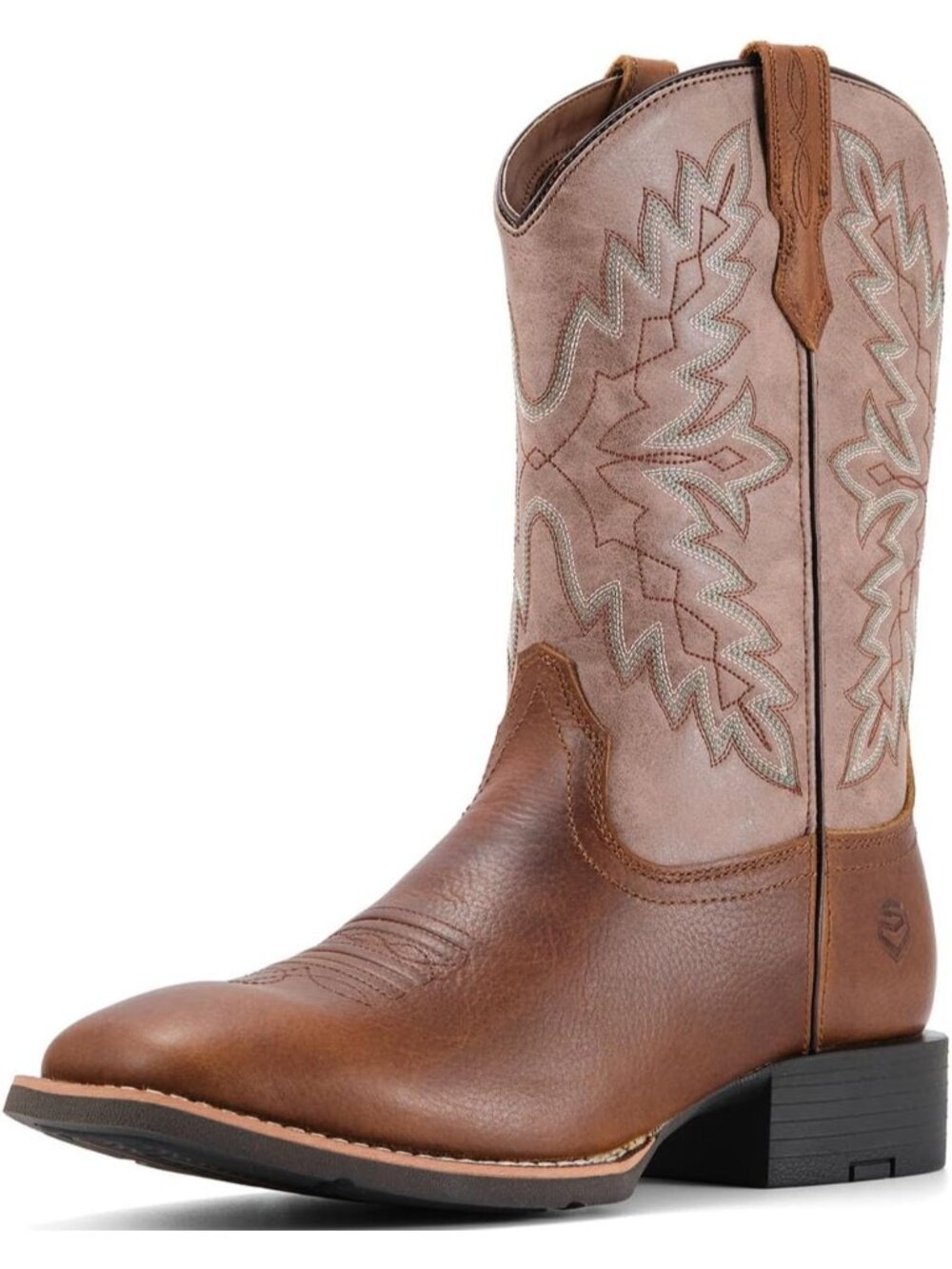 Men's Champ Brown Leather Mid-Calf Square Toe Pull on Cowboy Western Boots